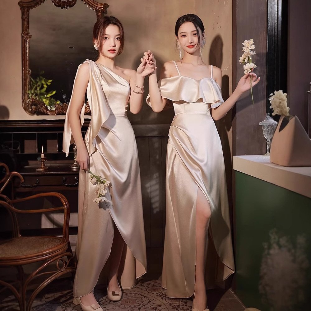 Simple And Light Luxury Satin Sisters Group Party Formal Dress - Image 2